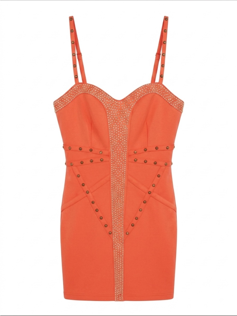 WOW couture orange Studded Bodycon Mini Dress